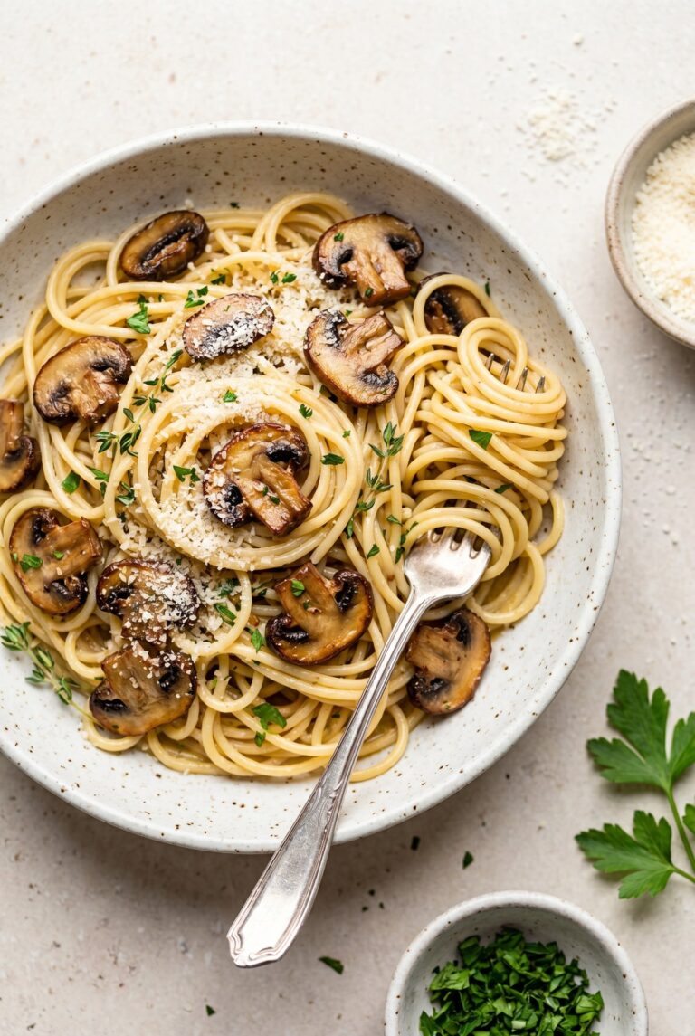 Mushroom Garlic Spaghetti