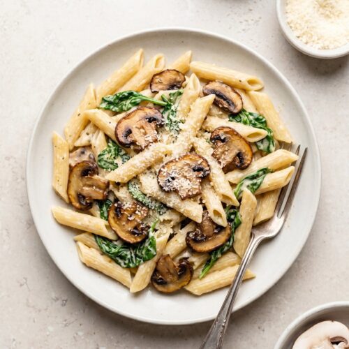 Parmesan Spinach Mushroom Pasta