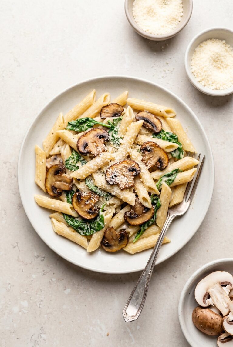 Parmesan Spinach Mushroom Pasta