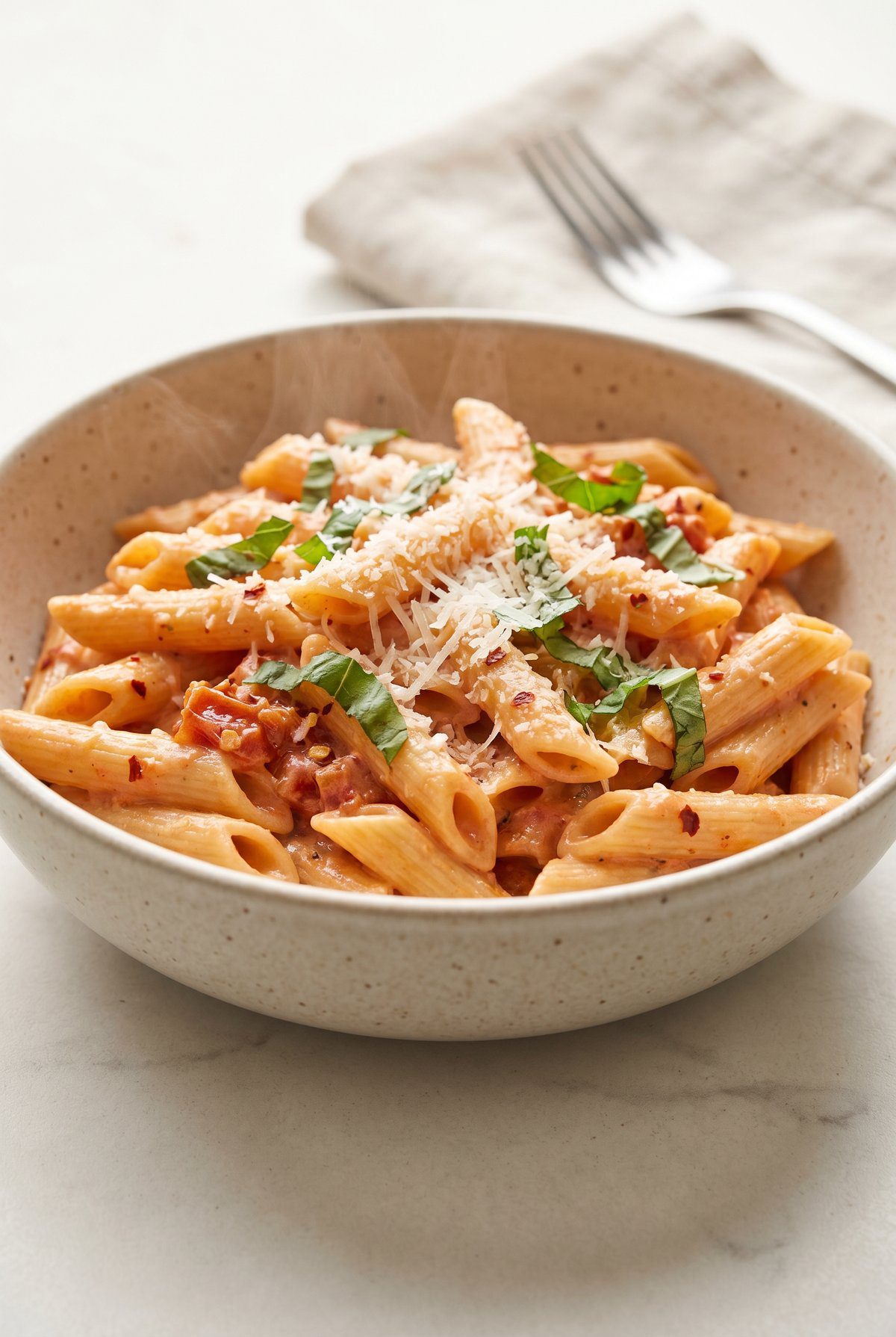 Penne Alla Vodka served and ready to eat