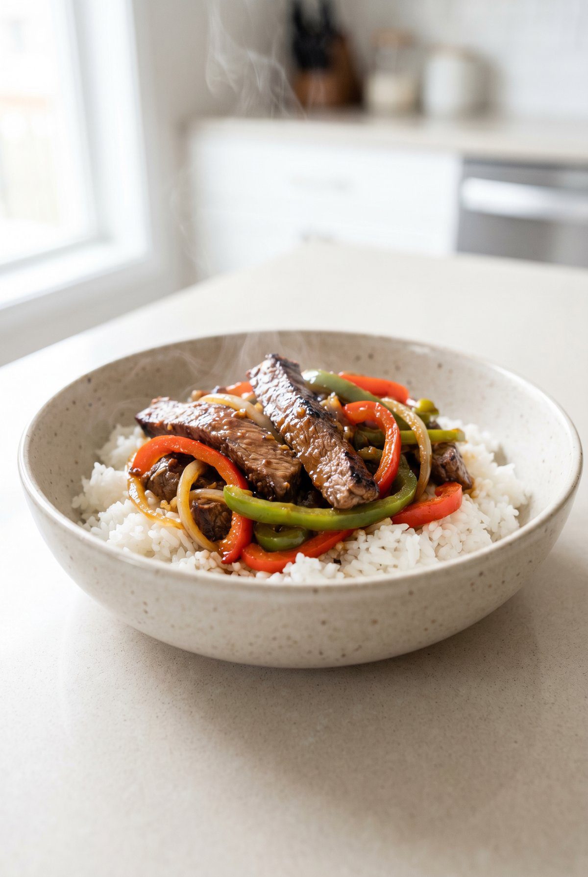 Pepper Steak served and ready to eat