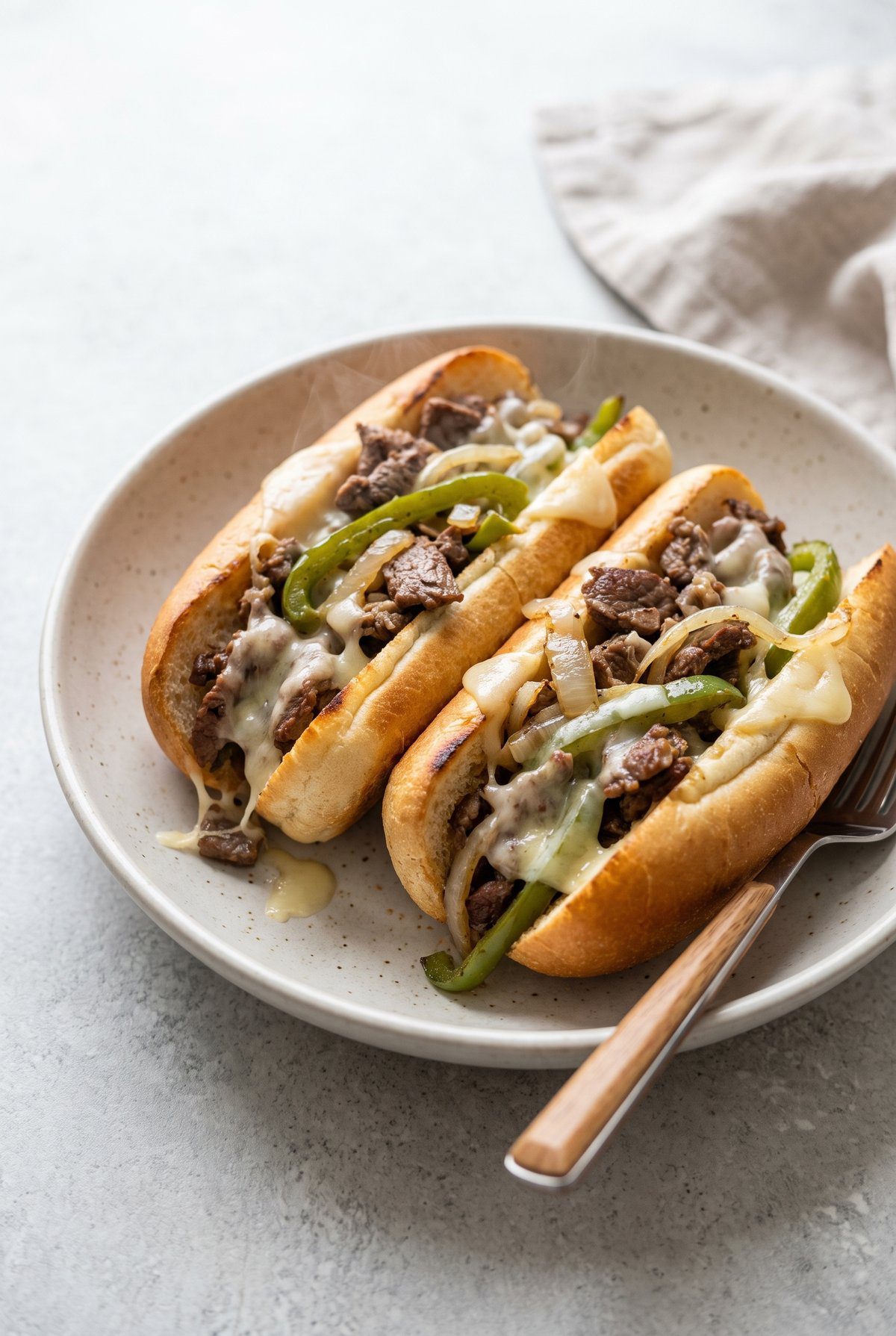 Philly Cheesesteak served and ready to eat