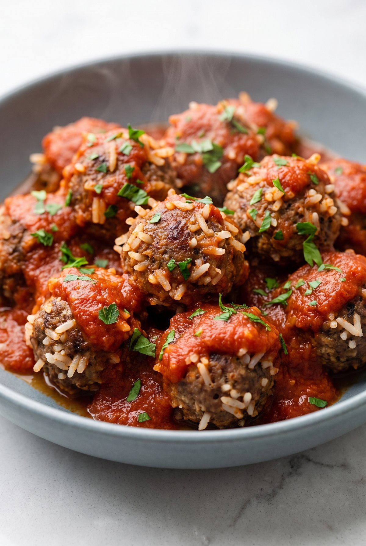 Close-up of Porcupine Meatballs