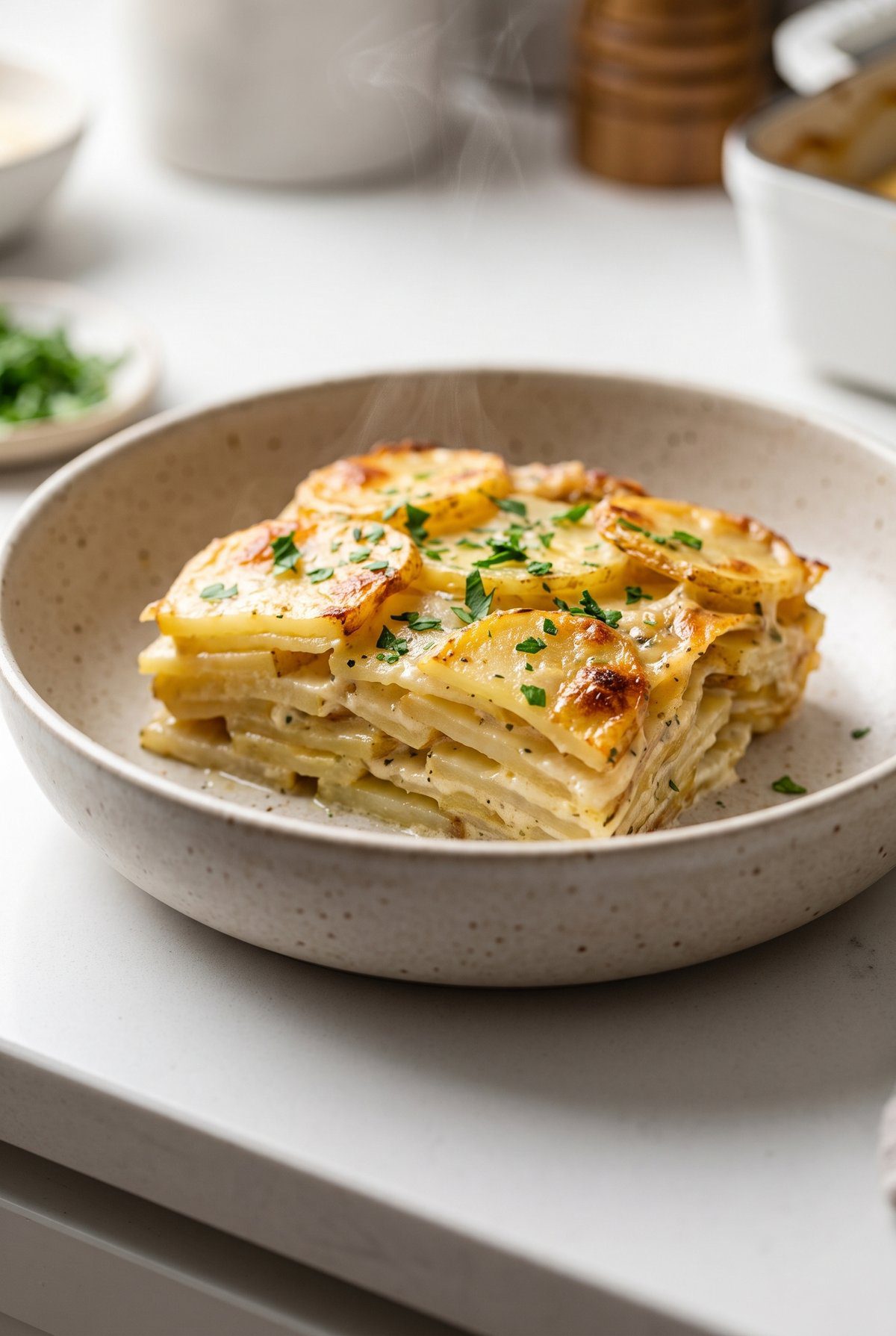 Scalloped Potatoes served and ready to eat