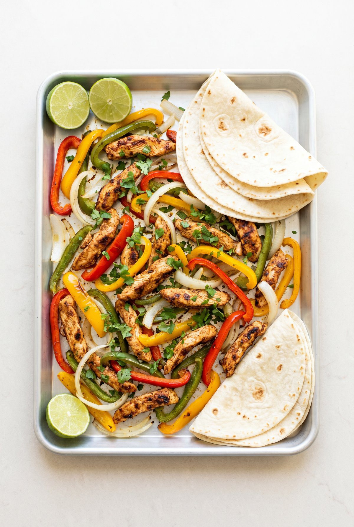 Sheet Pan Chicken Fajitas ready to serve