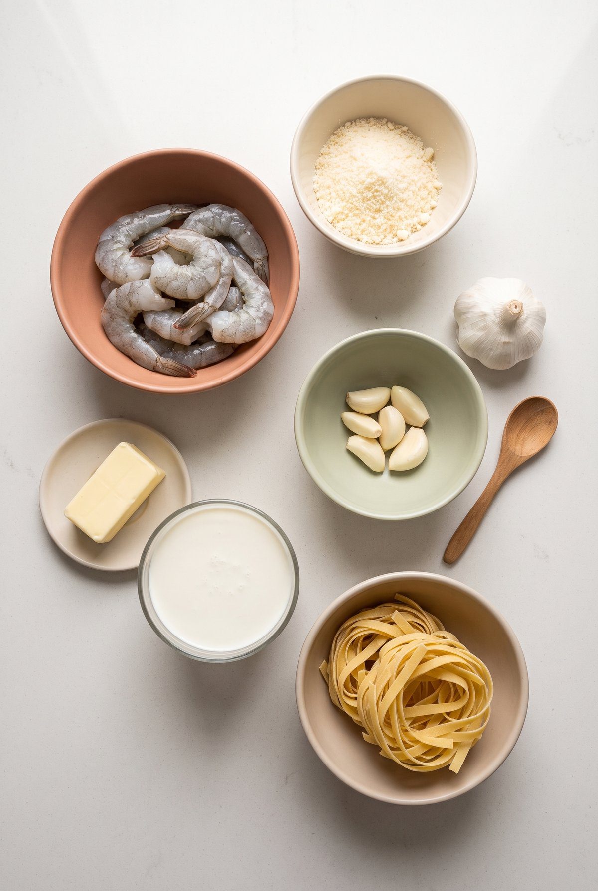 Ingredients for Shrimp Alfredo