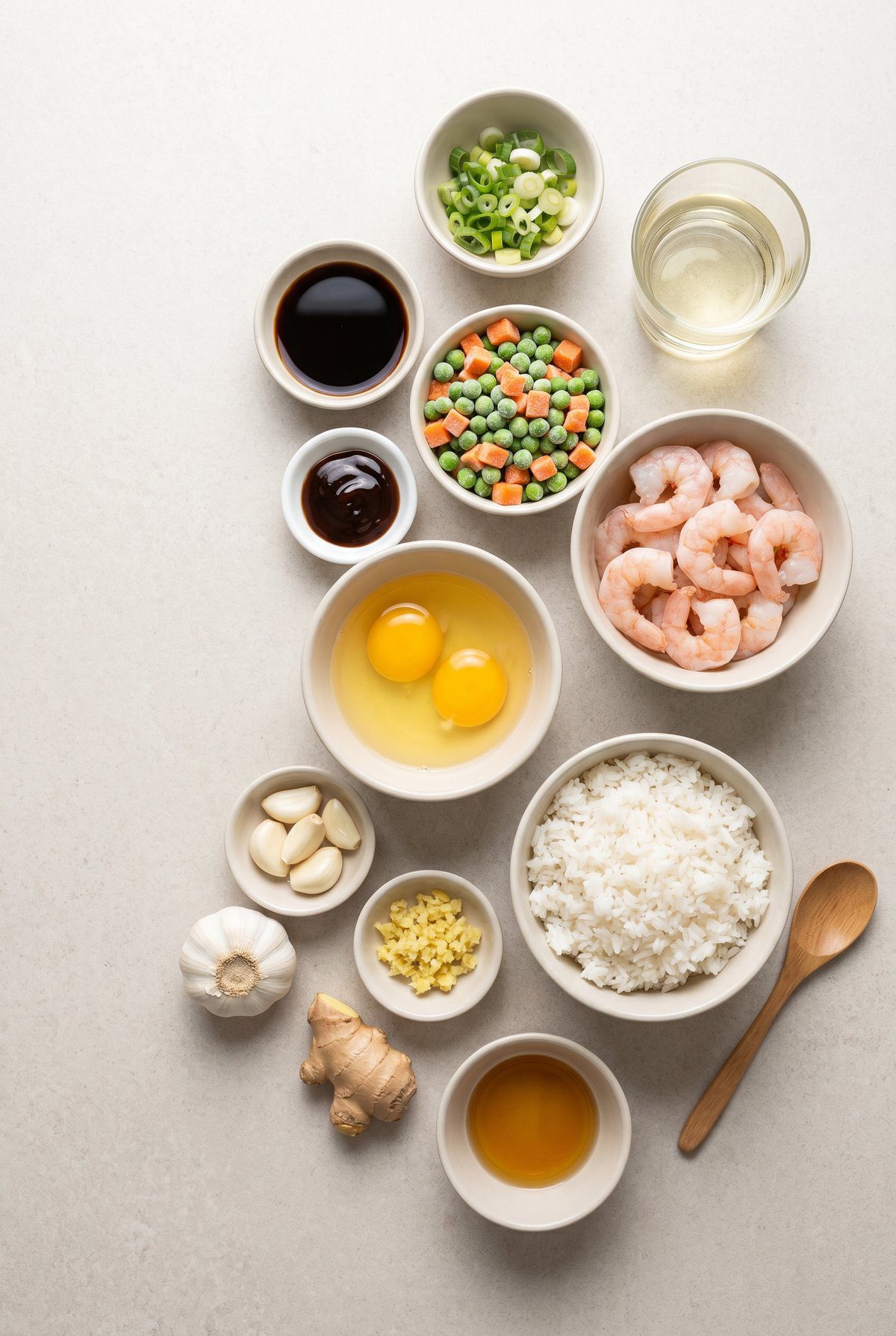 Ingredients for Shrimp Fried Rice