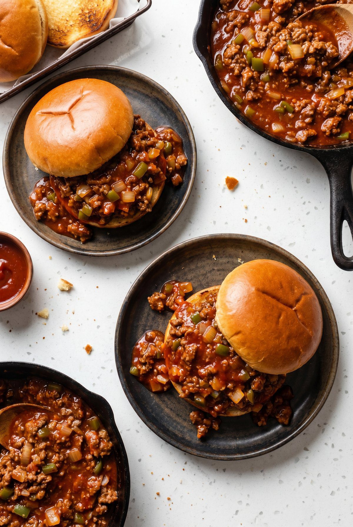 Overhead view of Sloppy Joes