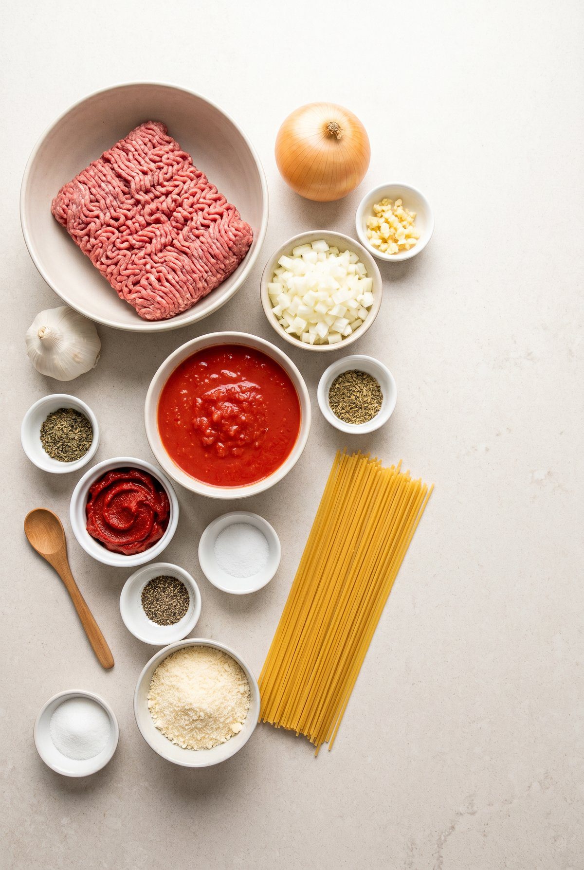 Ingredients for Spaghetti with Meat Sauce