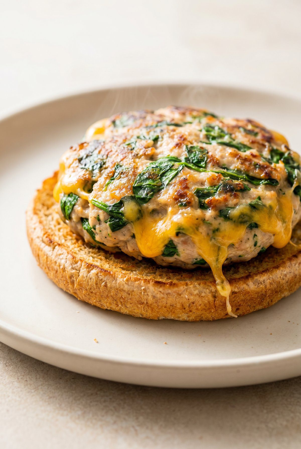Close-up of Spinach Chicken Burgers