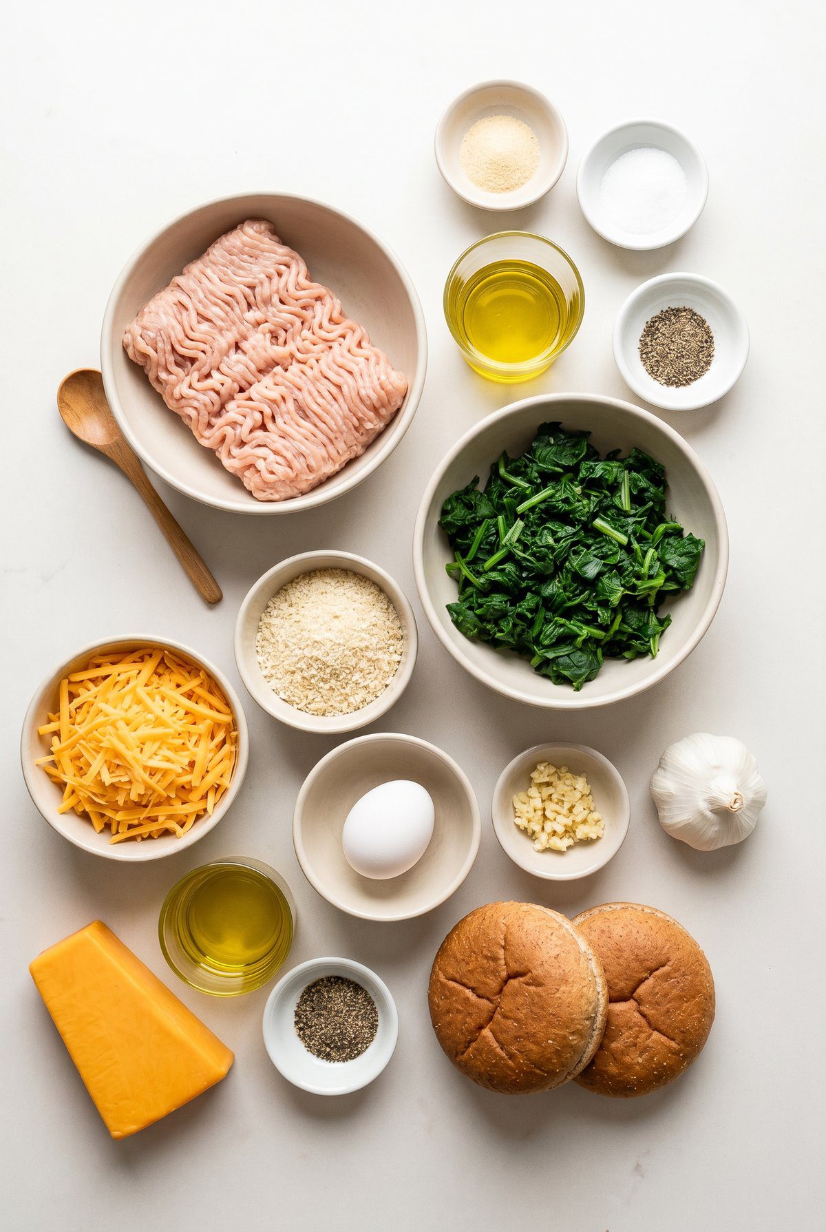 Ingredients for Spinach Chicken Burgers
