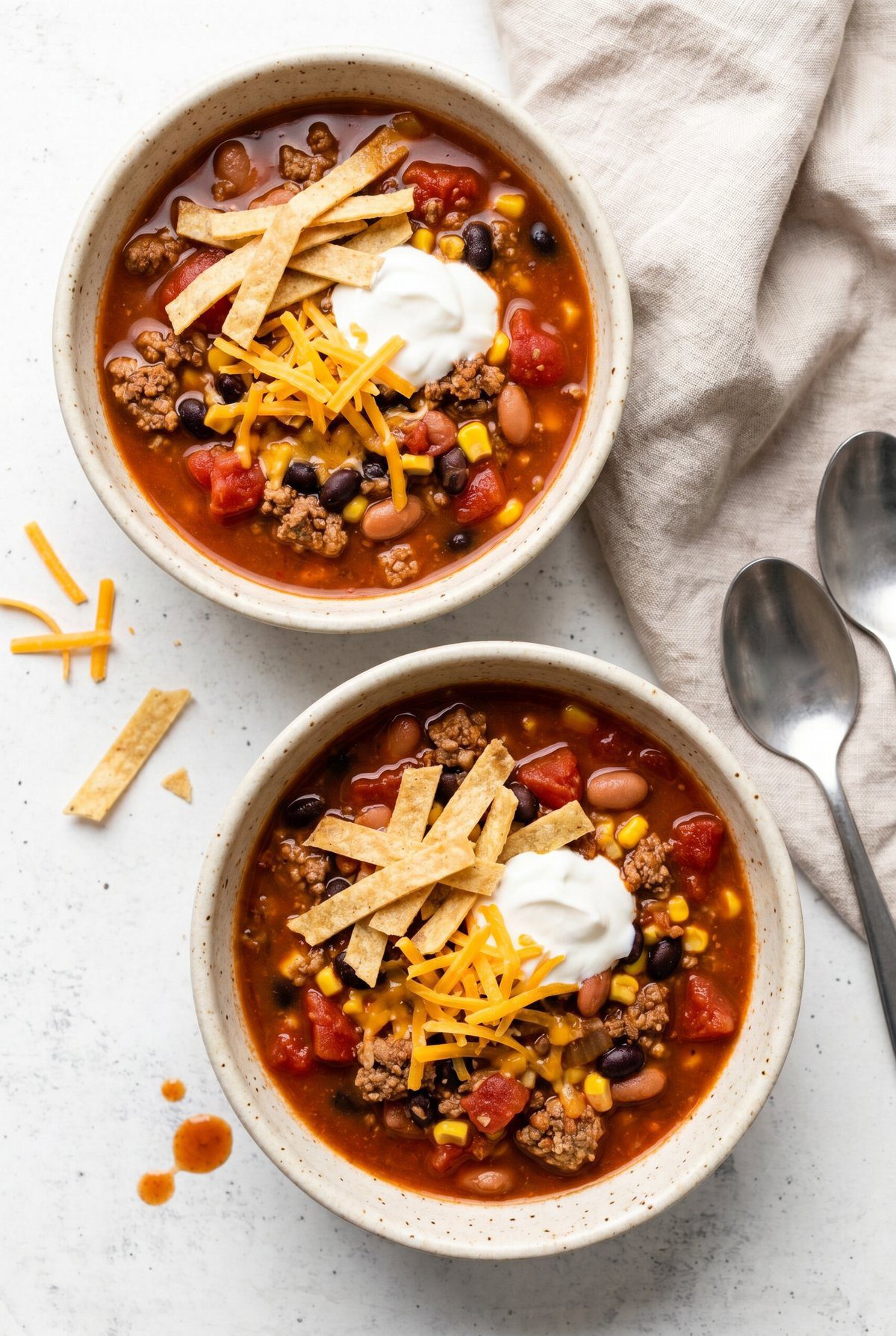 Overhead view of Taco Soup