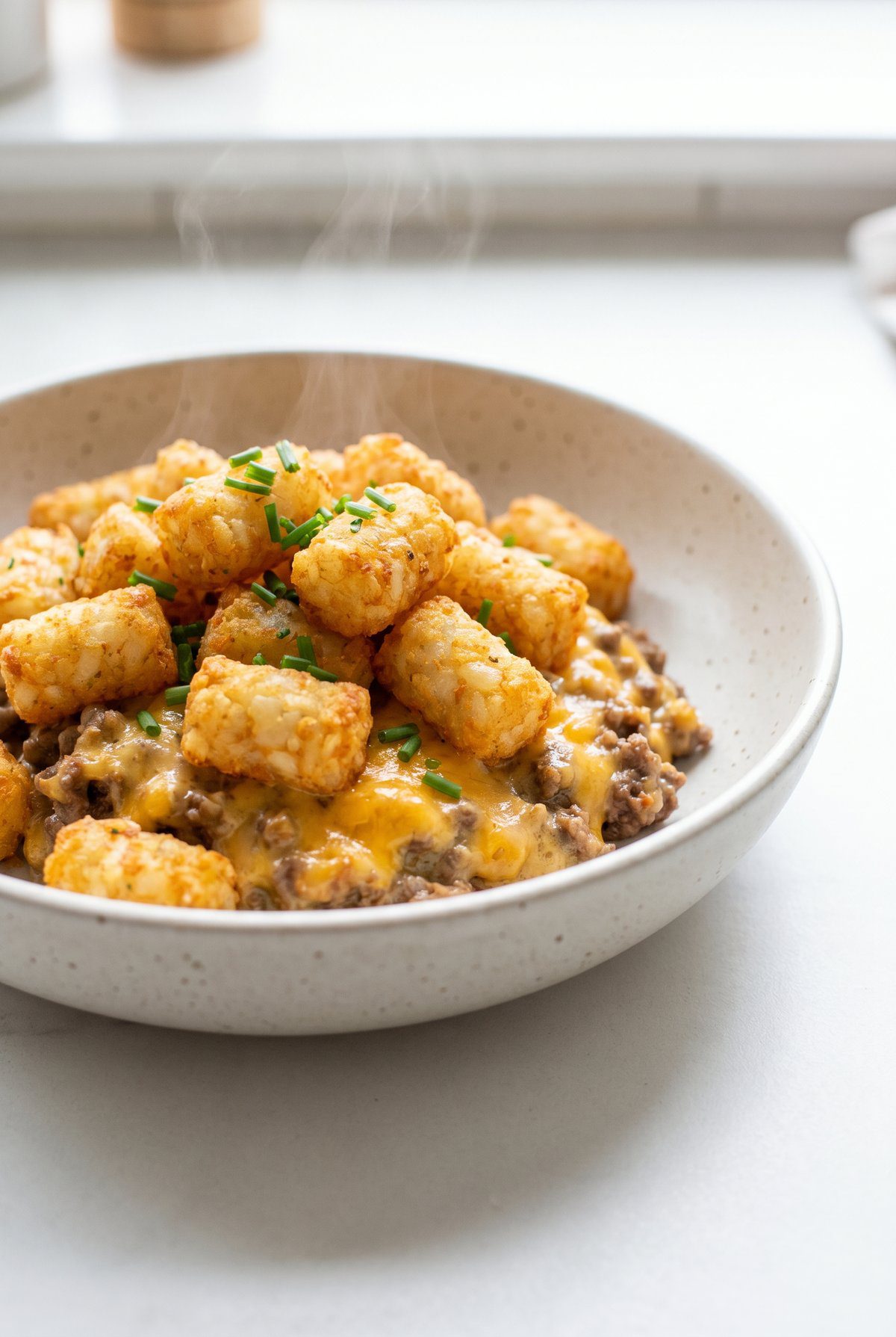 Tater Tot Casserole served and ready to eat