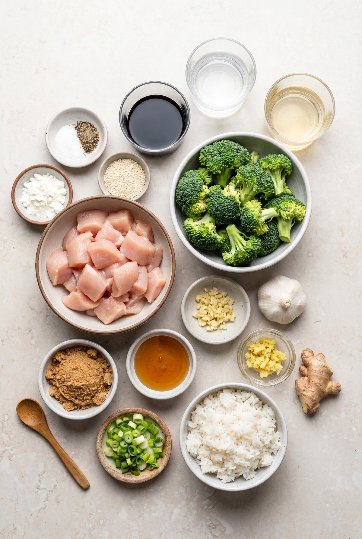Ingredients for Teriyaki Chicken and Broccoli