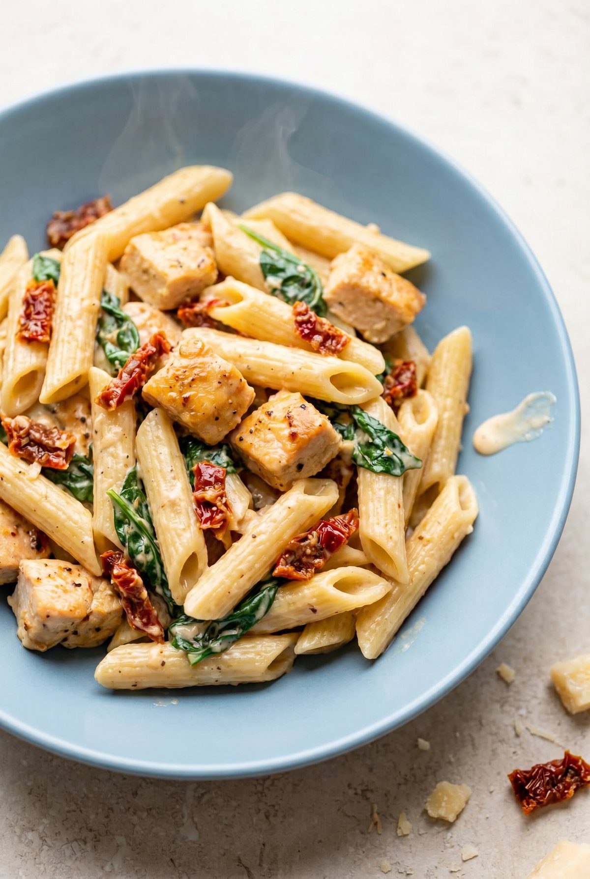Close-up of Tuscan Chicken Pasta