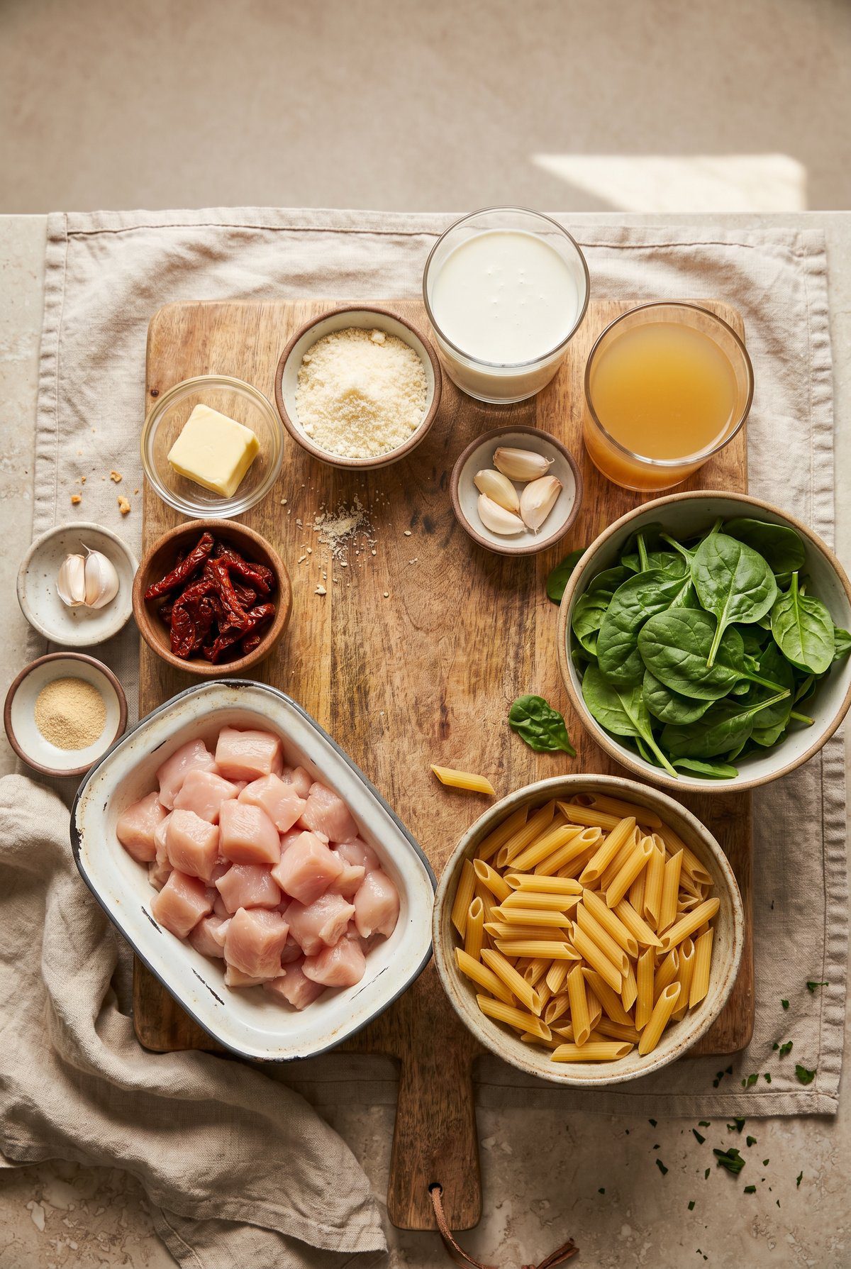 Ingredients for Tuscan Chicken Pasta