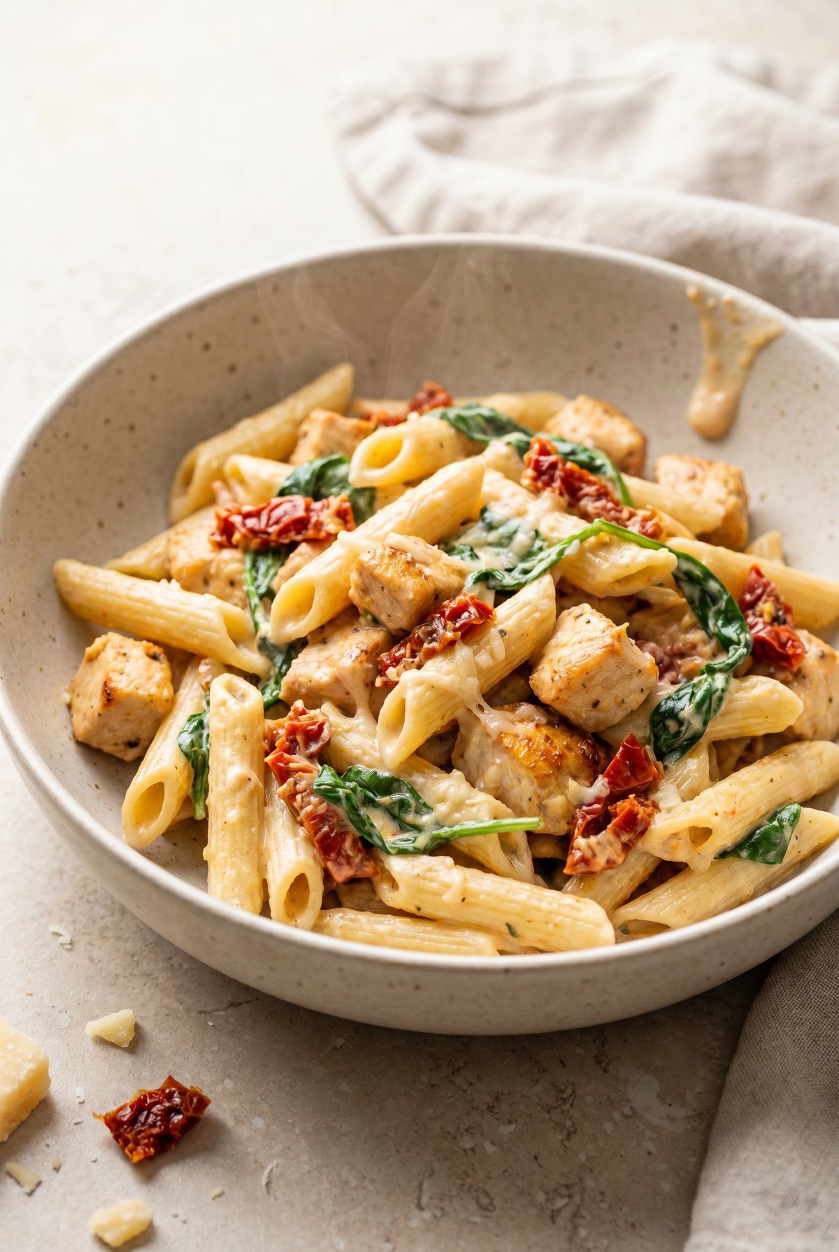 Tuscan Chicken Pasta served and ready to eat