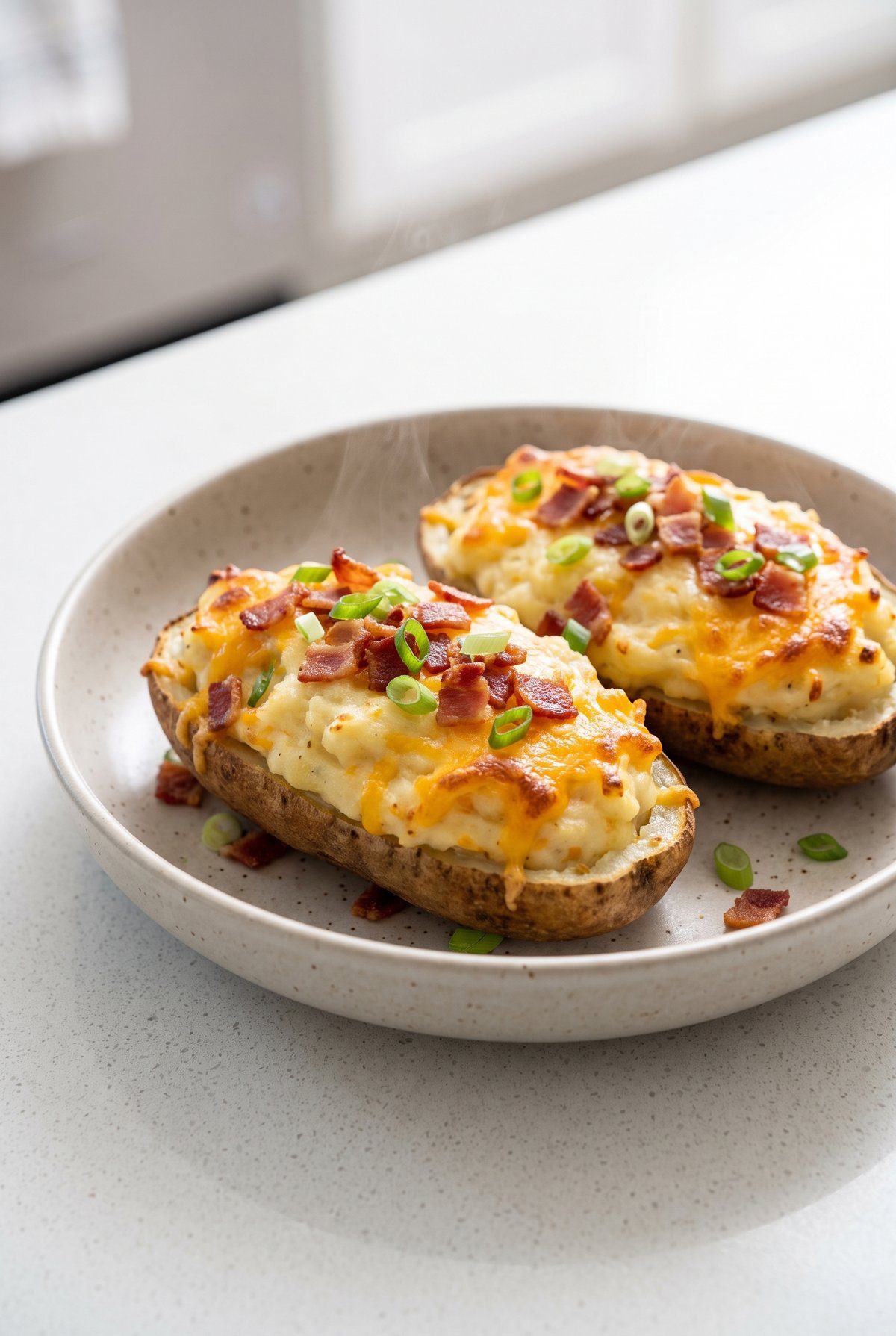 Twice Baked Potatoes served and ready to eat