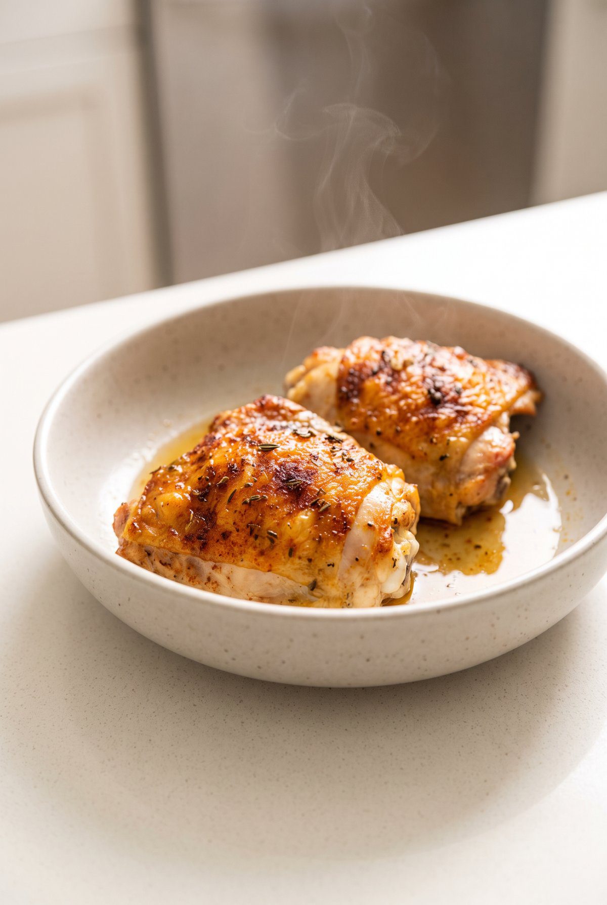 Baked Chicken Thighs served and ready to eat