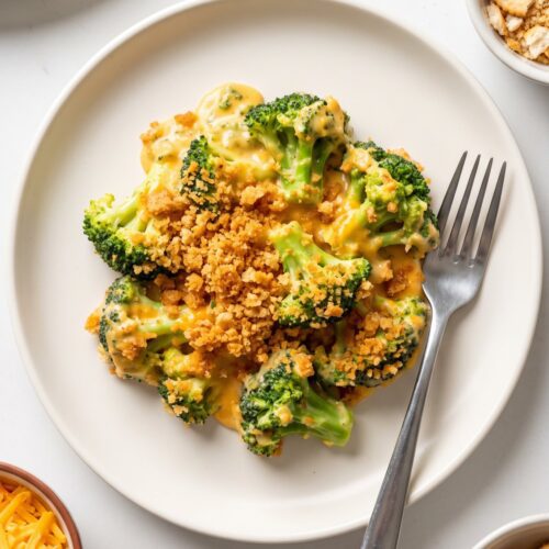 Cheesy Broccoli Casserole with Ritz Topping