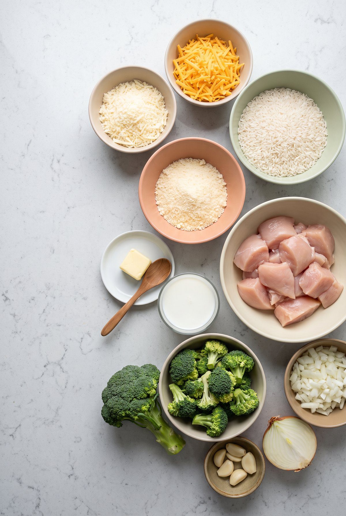 Ingredients for Chicken Broccoli Rice Casserole