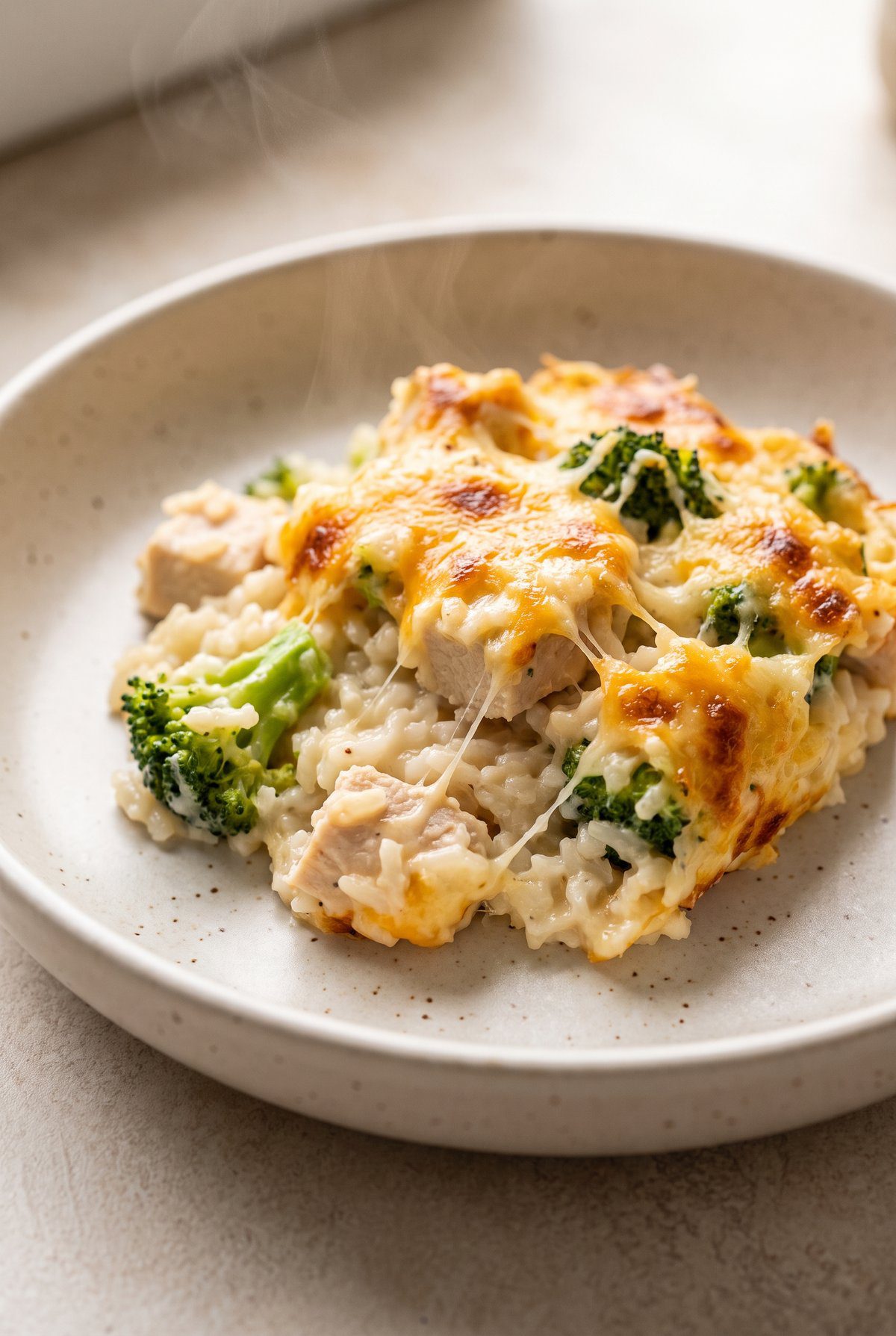 Chicken Broccoli Rice Casserole served and ready to eat