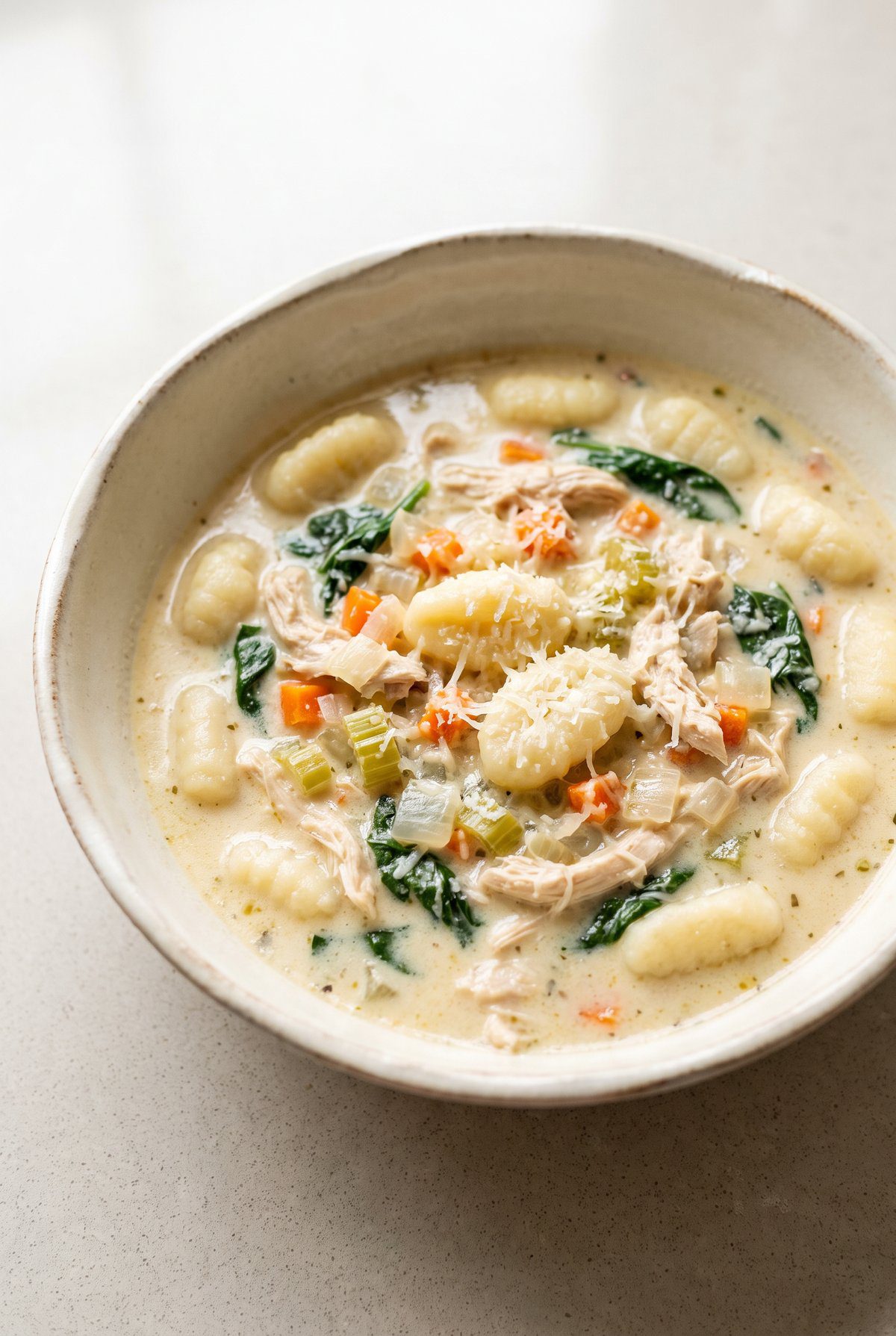 Chicken Gnocchi Soup ready to serve