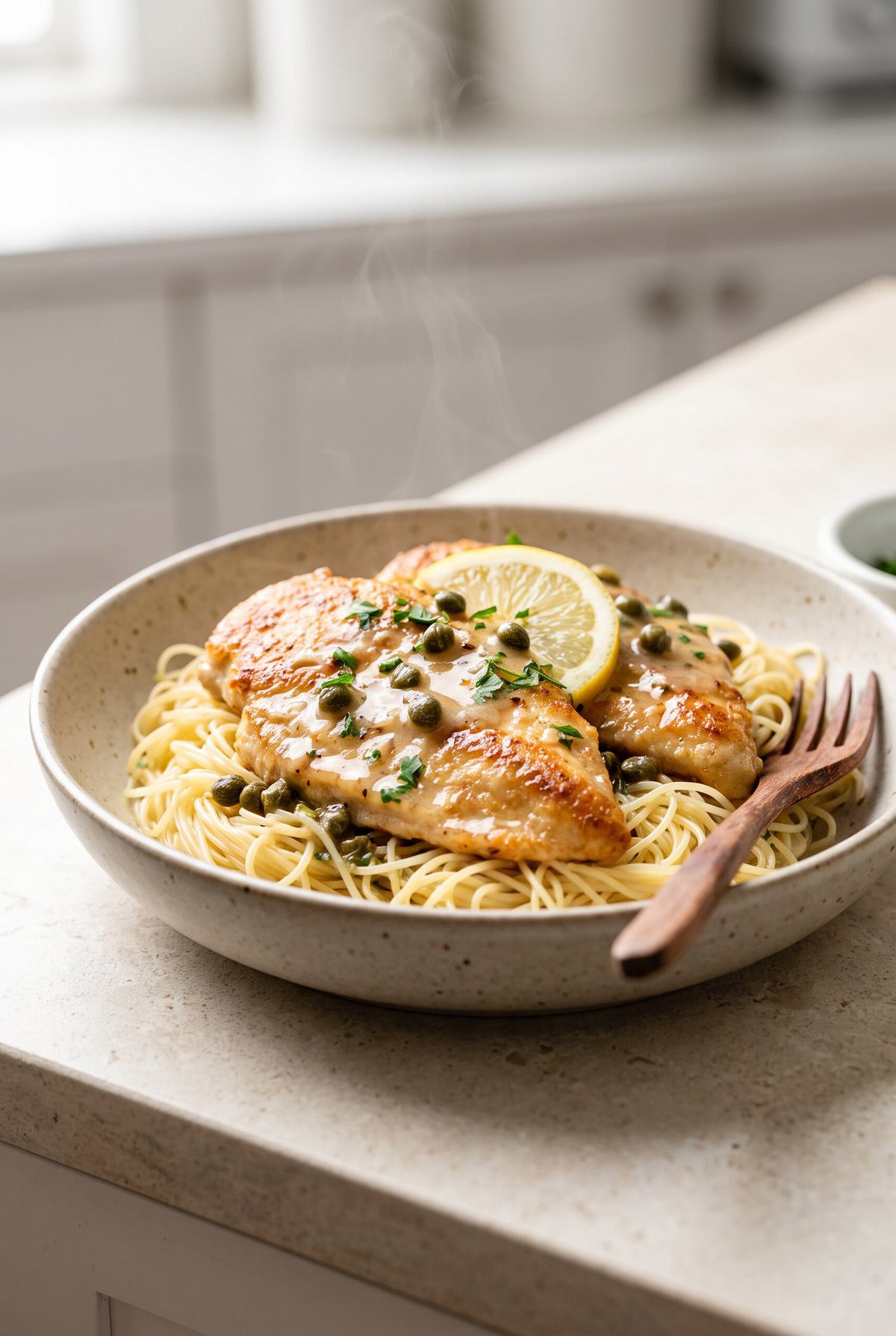 Chicken Piccata ready to serve