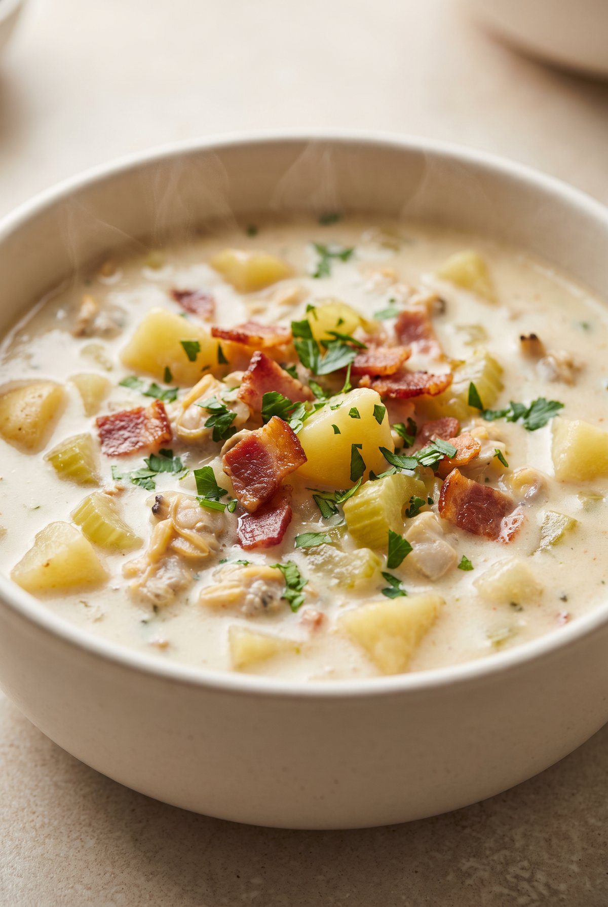 Close-up of Clam Chowder