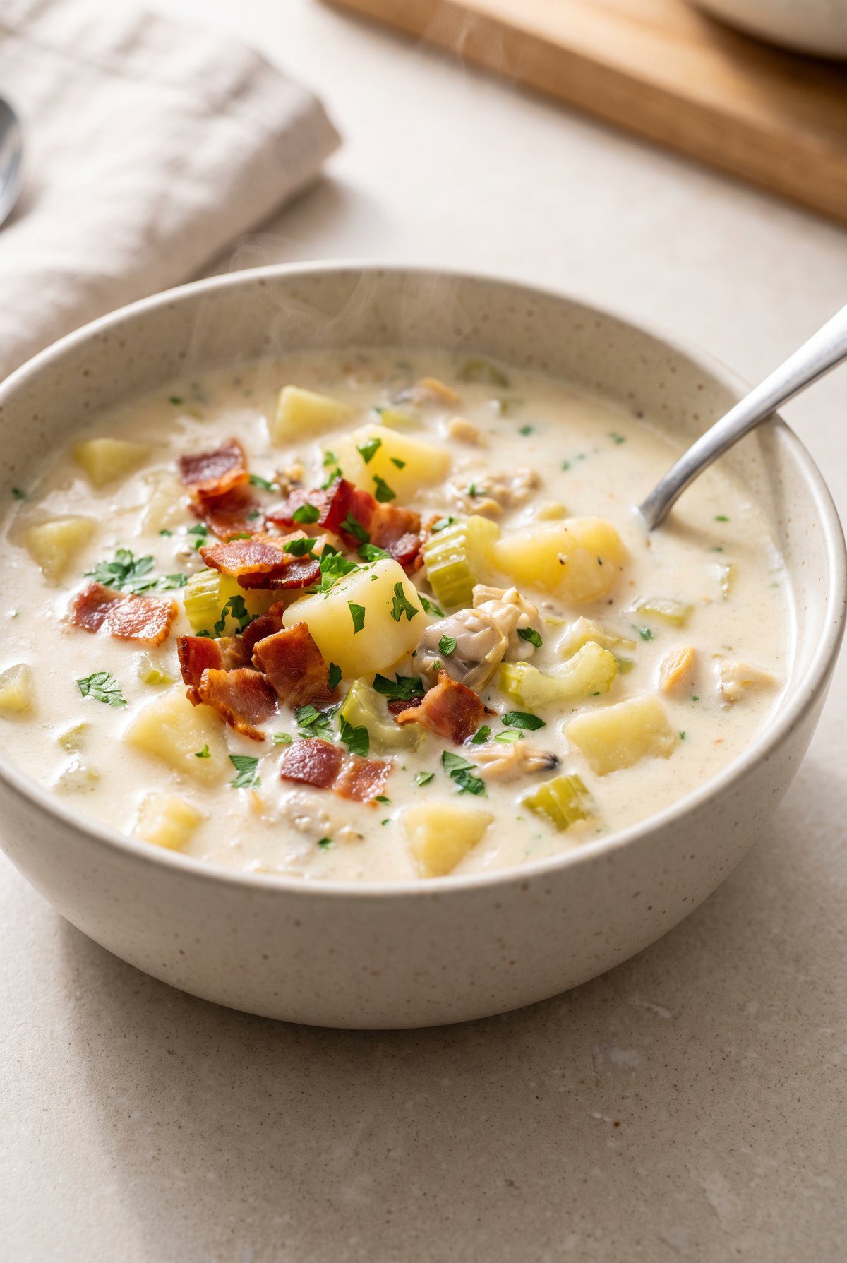 Clam Chowder served and ready to eat