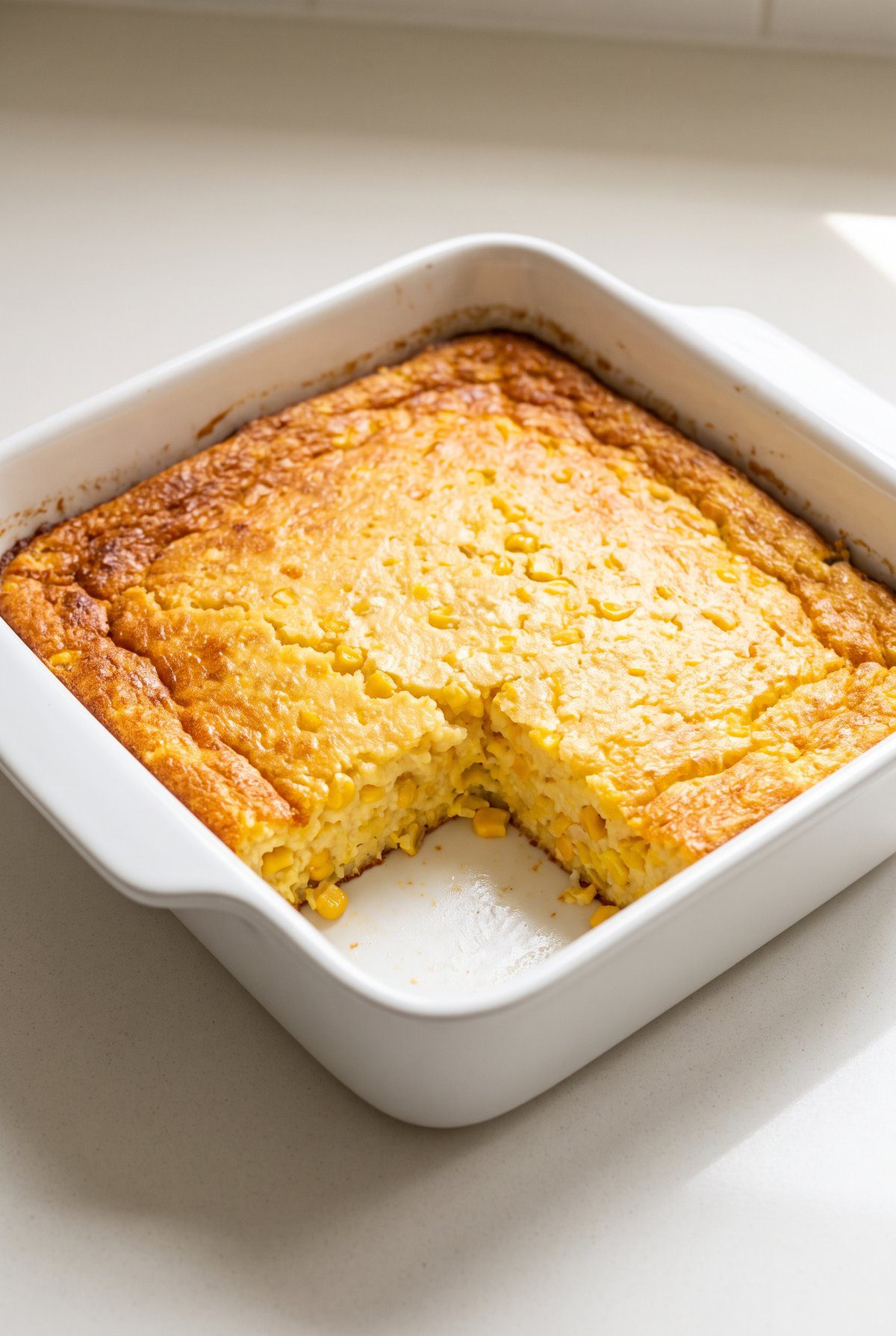 Corn Casserole ready to serve