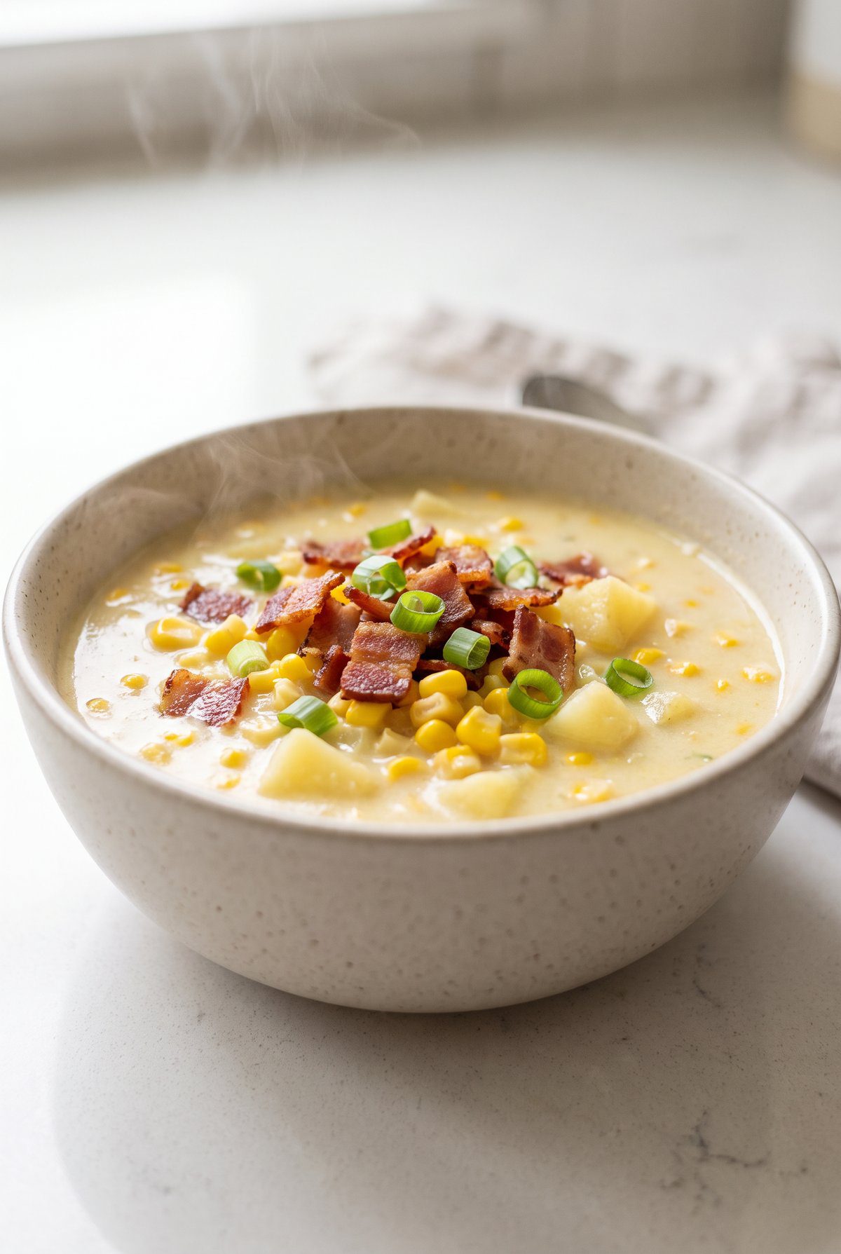Corn Chowder served and ready to eat