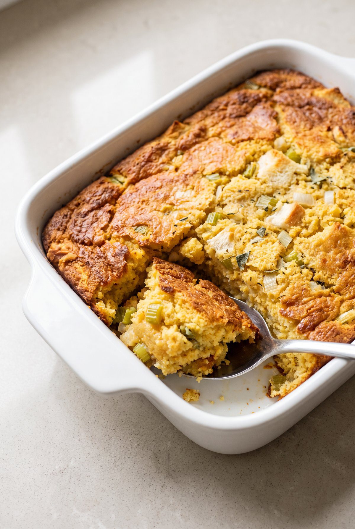 Cornbread Dressing ready to serve