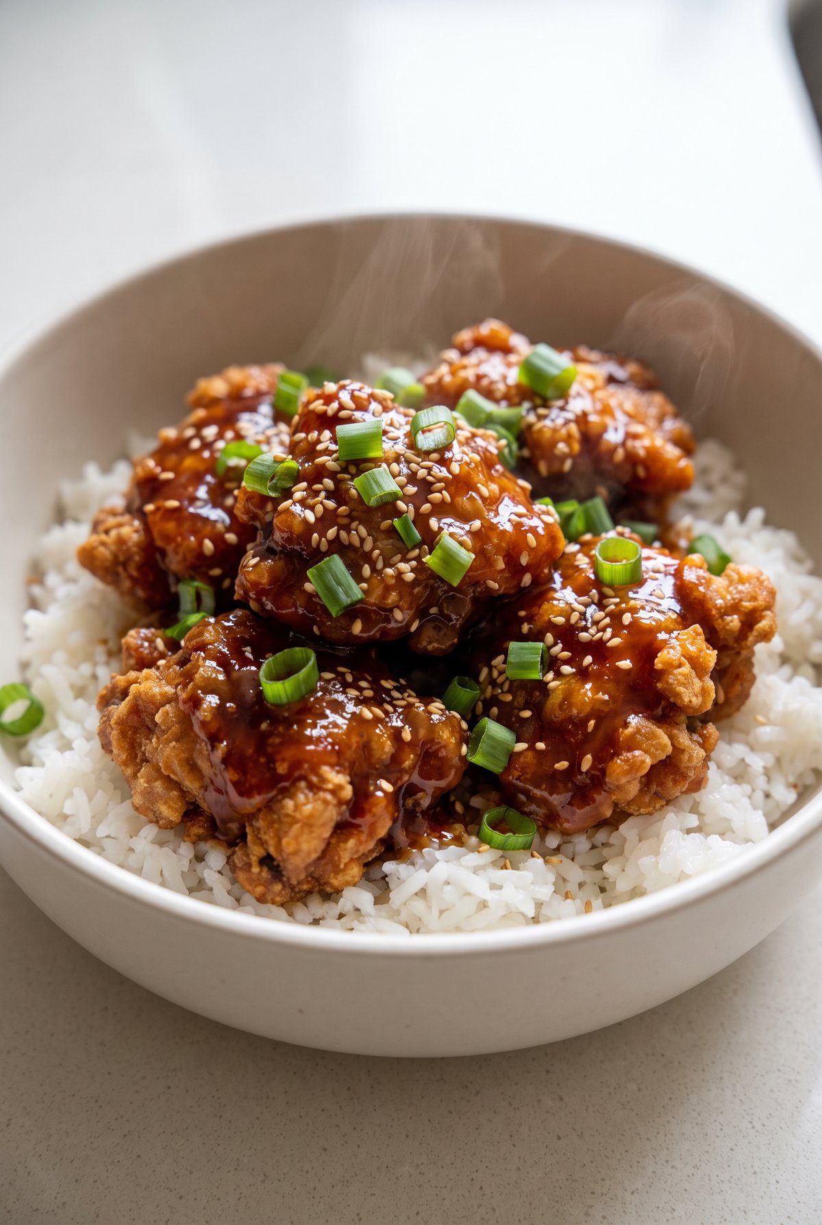 Close-up of General Tso Chicken