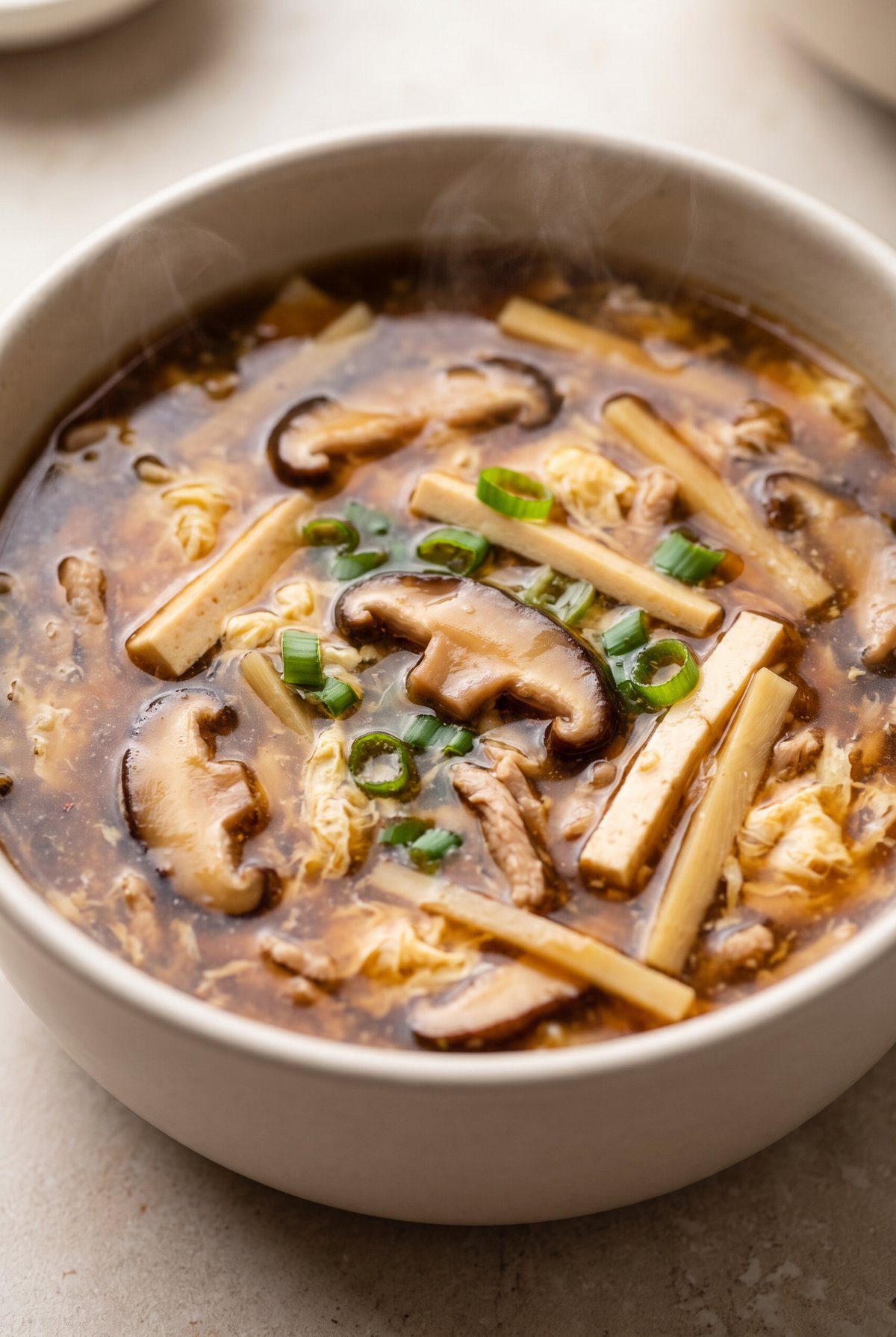 Close-up of Hot and Sour Soup