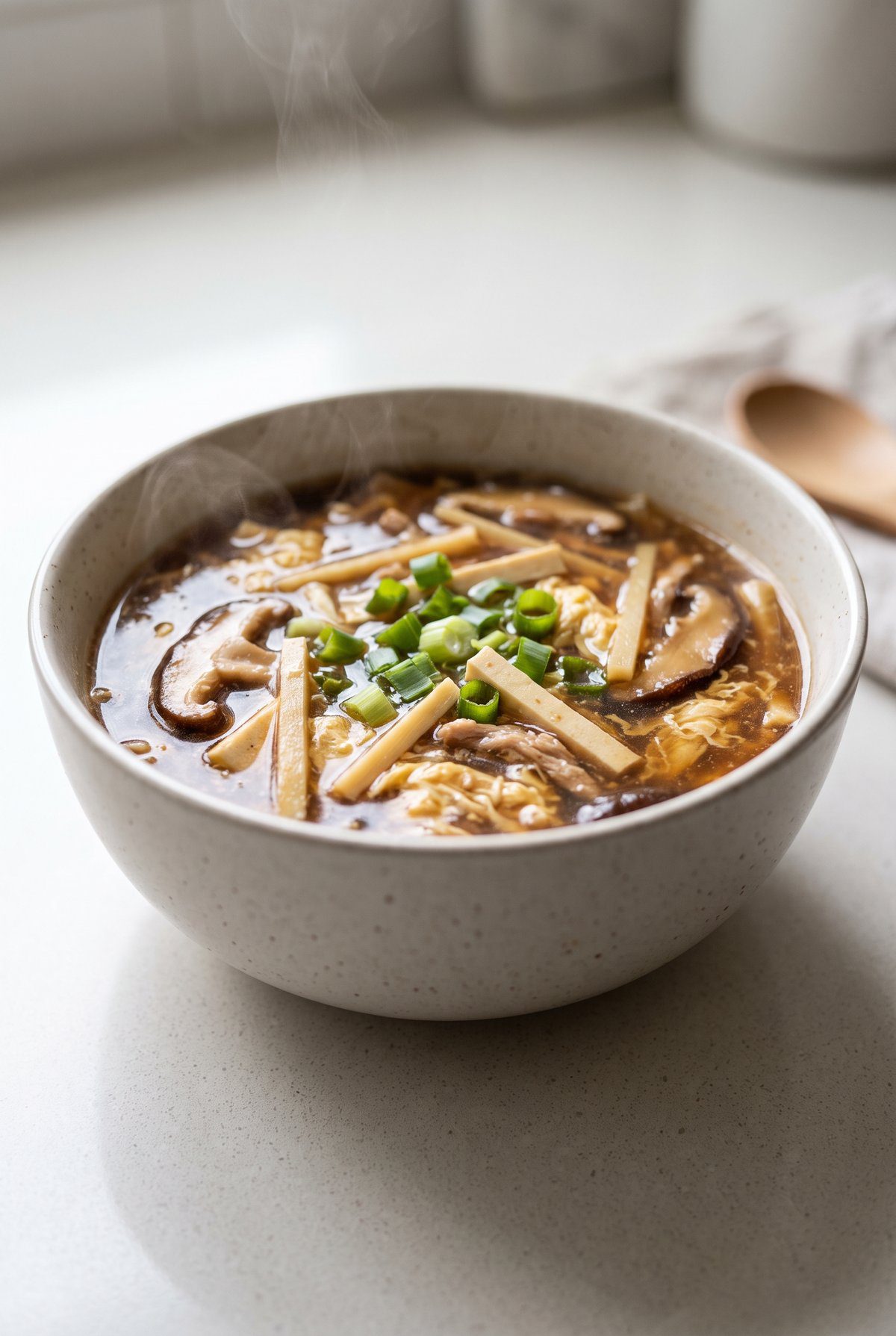 Hot and Sour Soup served and ready to eat