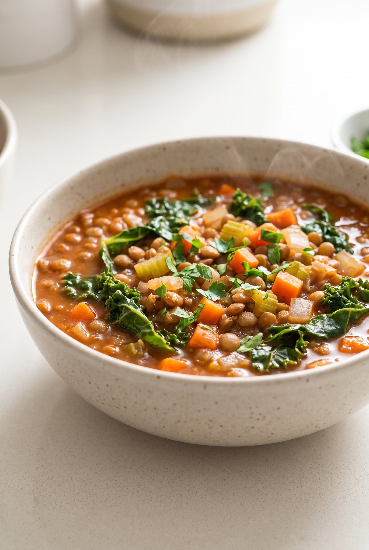 Lentil Soup served and ready to eat