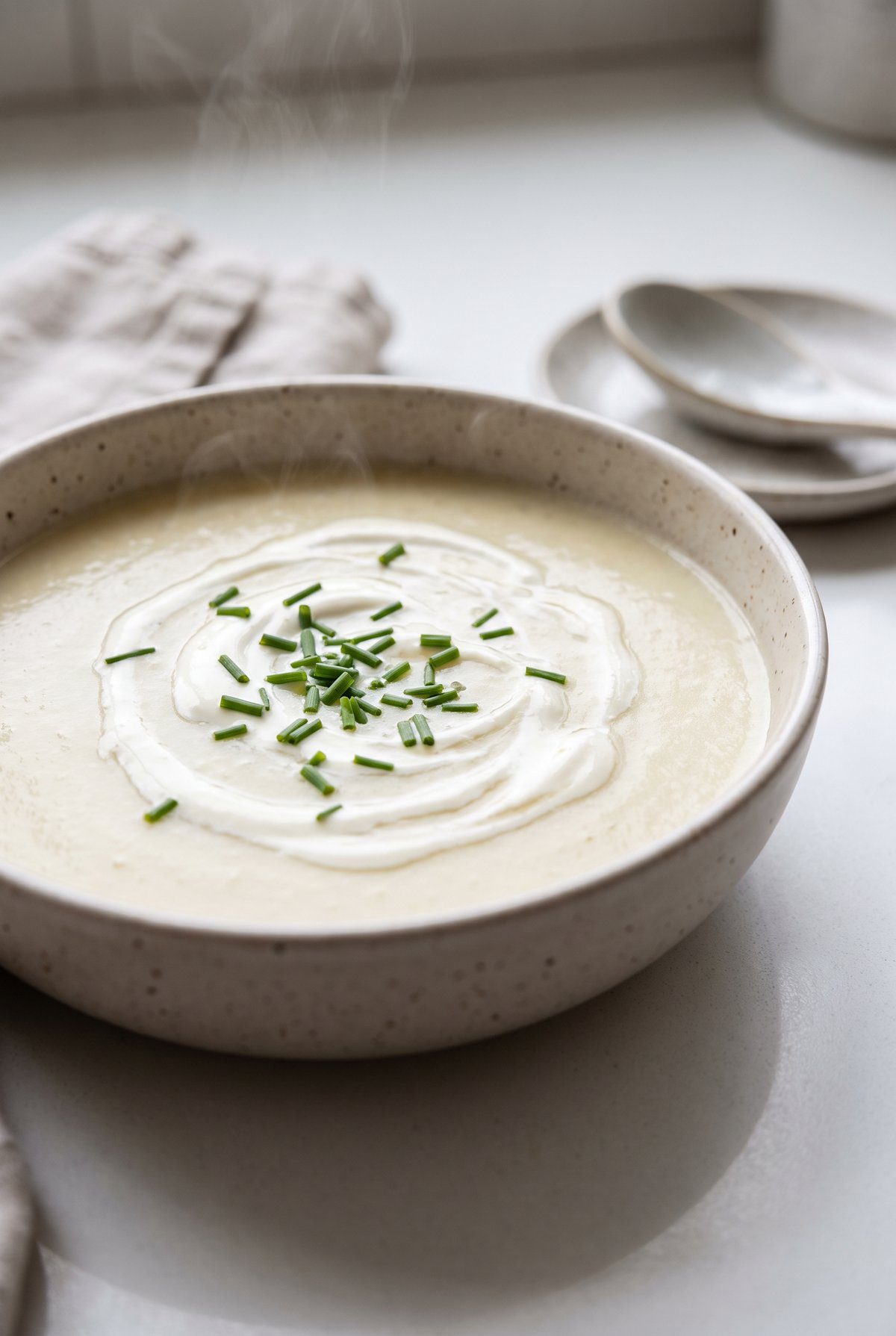 Potato Leek Soup served and ready to eat