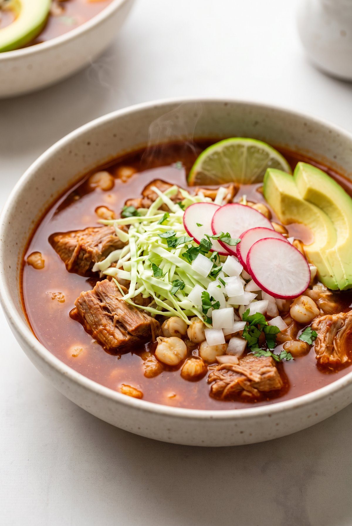 Pozole served and ready to eat