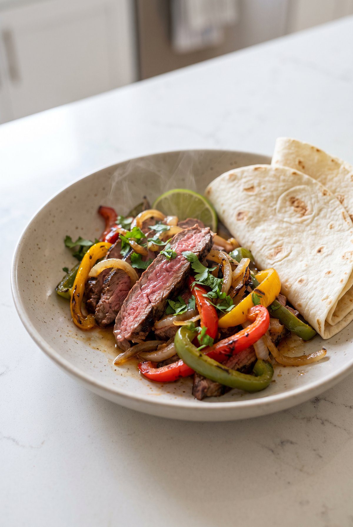 Steak Fajitas served and ready to eat
