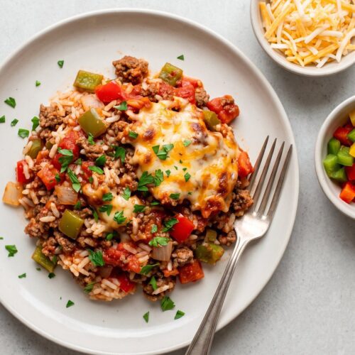 Stuffed Pepper Casserole with Beef and Rice