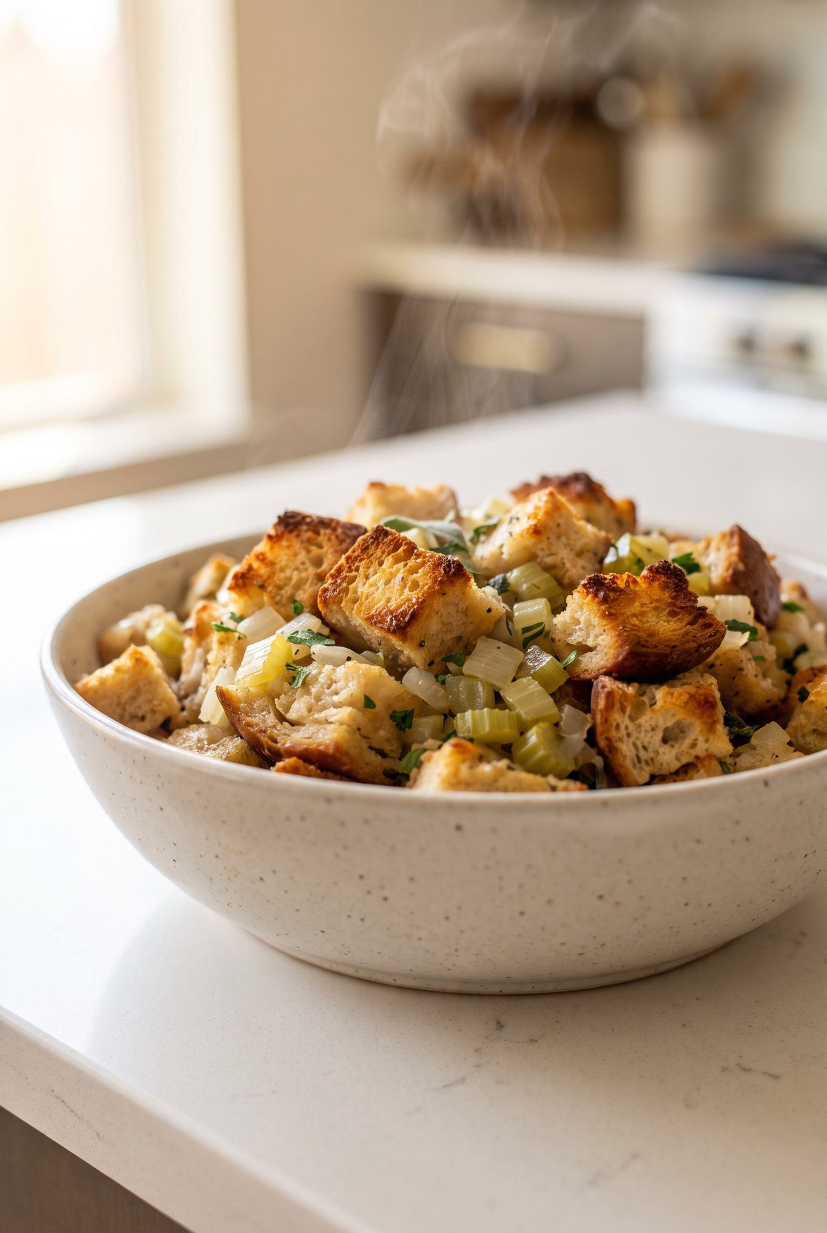 Stuffing served and ready to eat
