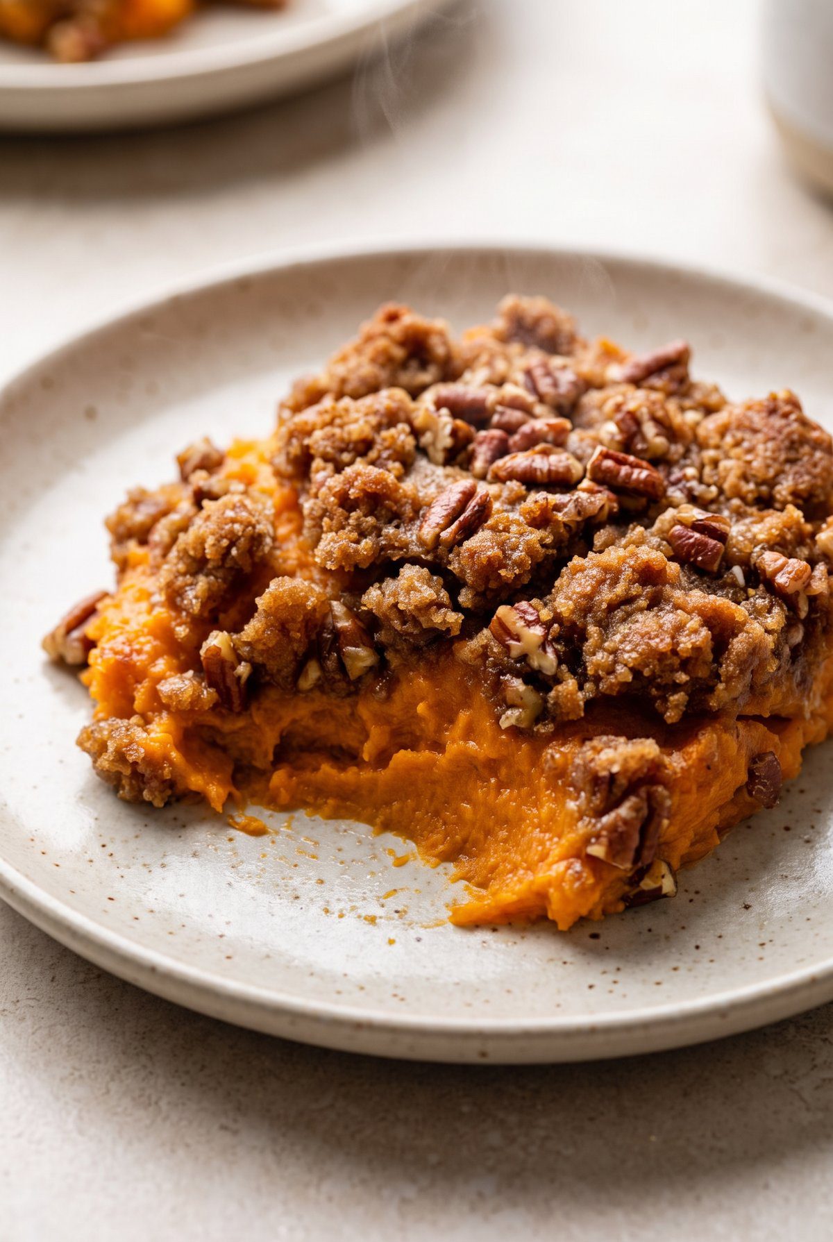 Sweet Potato Casserole served and ready to eat