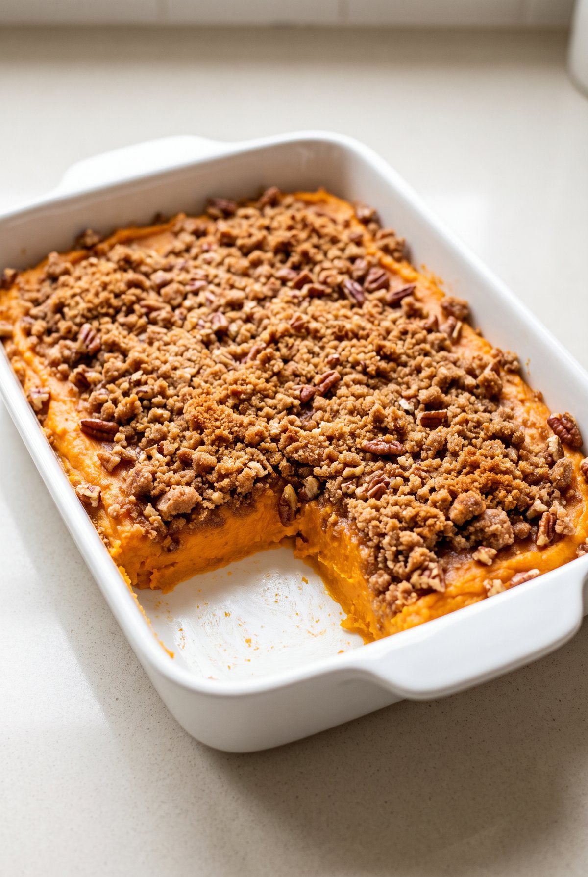 Sweet Potato Casserole ready to serve