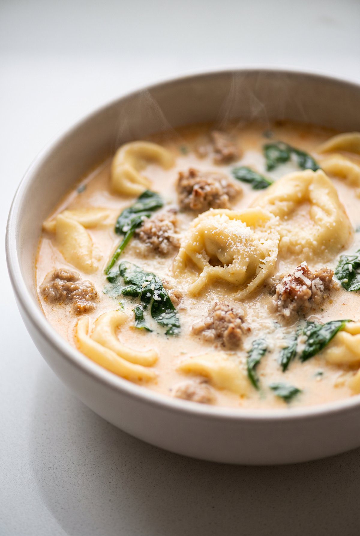Close-up of Tortellini Soup