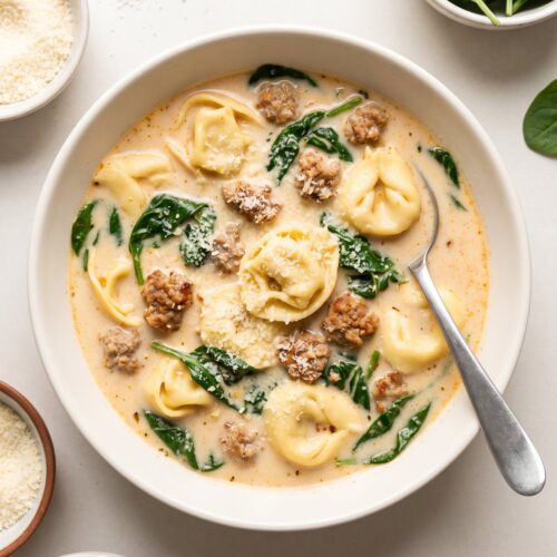 Creamy Tortellini Soup with Italian Sausage