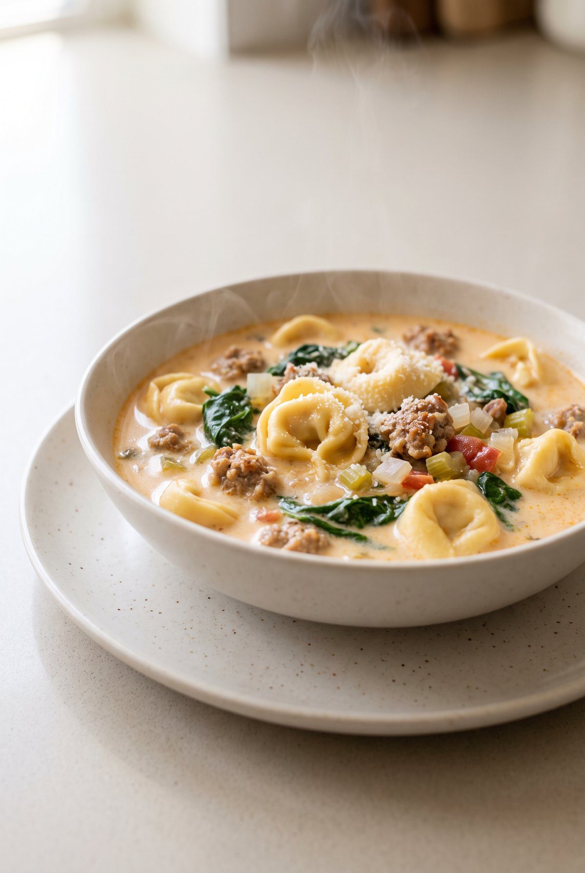 Tortellini Soup served and ready to eat