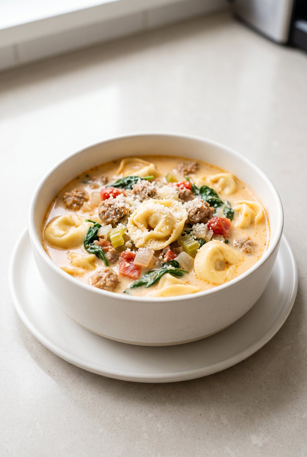 Tortellini Soup ready to serve