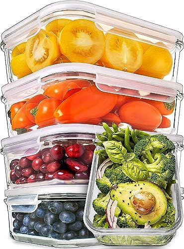 PrepNaturals 5-Pack Glass Meal Prep Containers