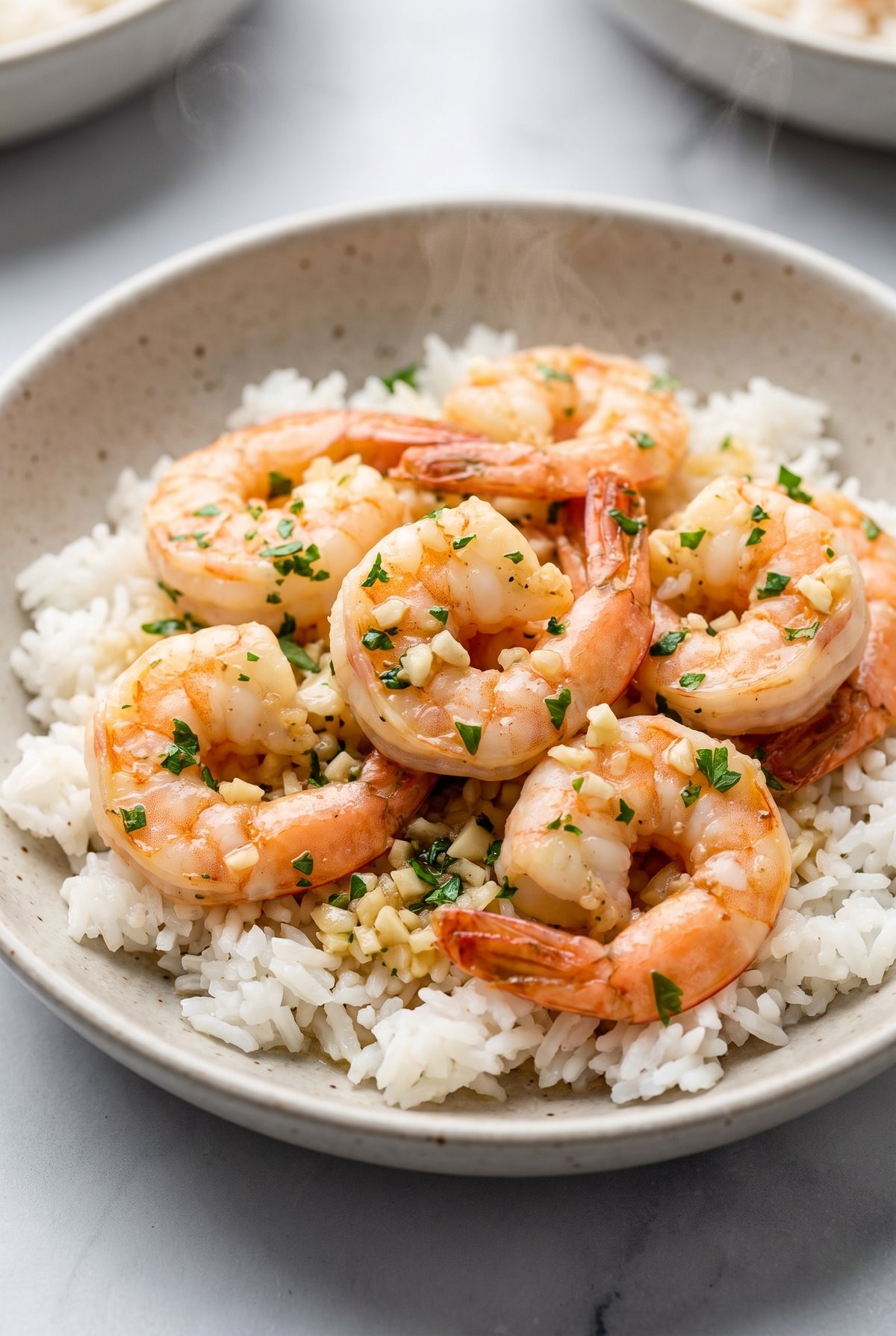 Garlic Butter Shrimp served and ready to eat